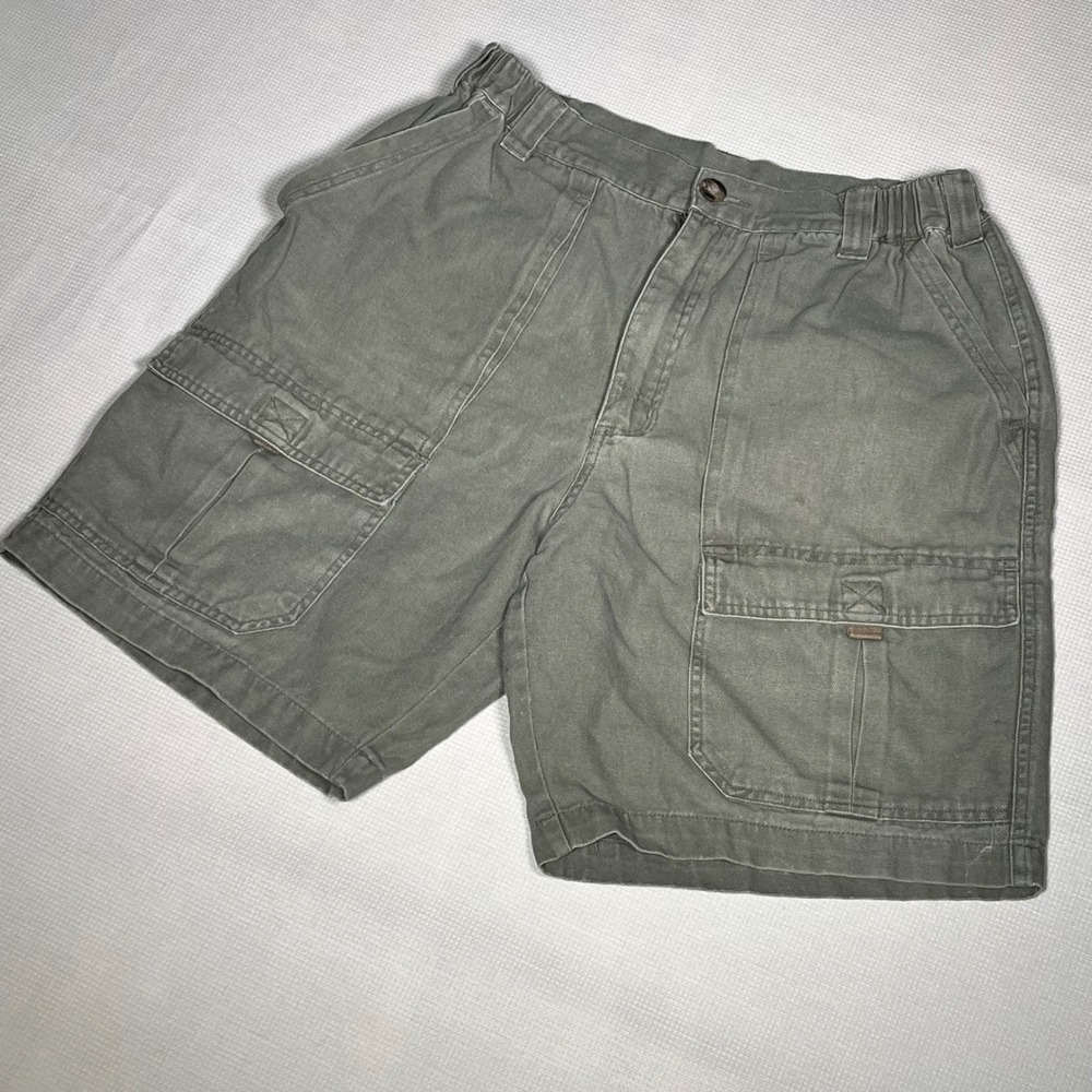Jeep Cargo Shorts Olive Green Ramie Cotton Canvas Utility Hiking Size Medium